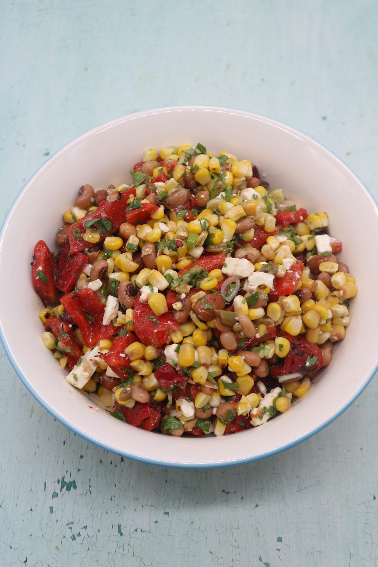 Grilled Sweetcorn Salad with Feta, Grilled Sweetcorn Salad with Feta