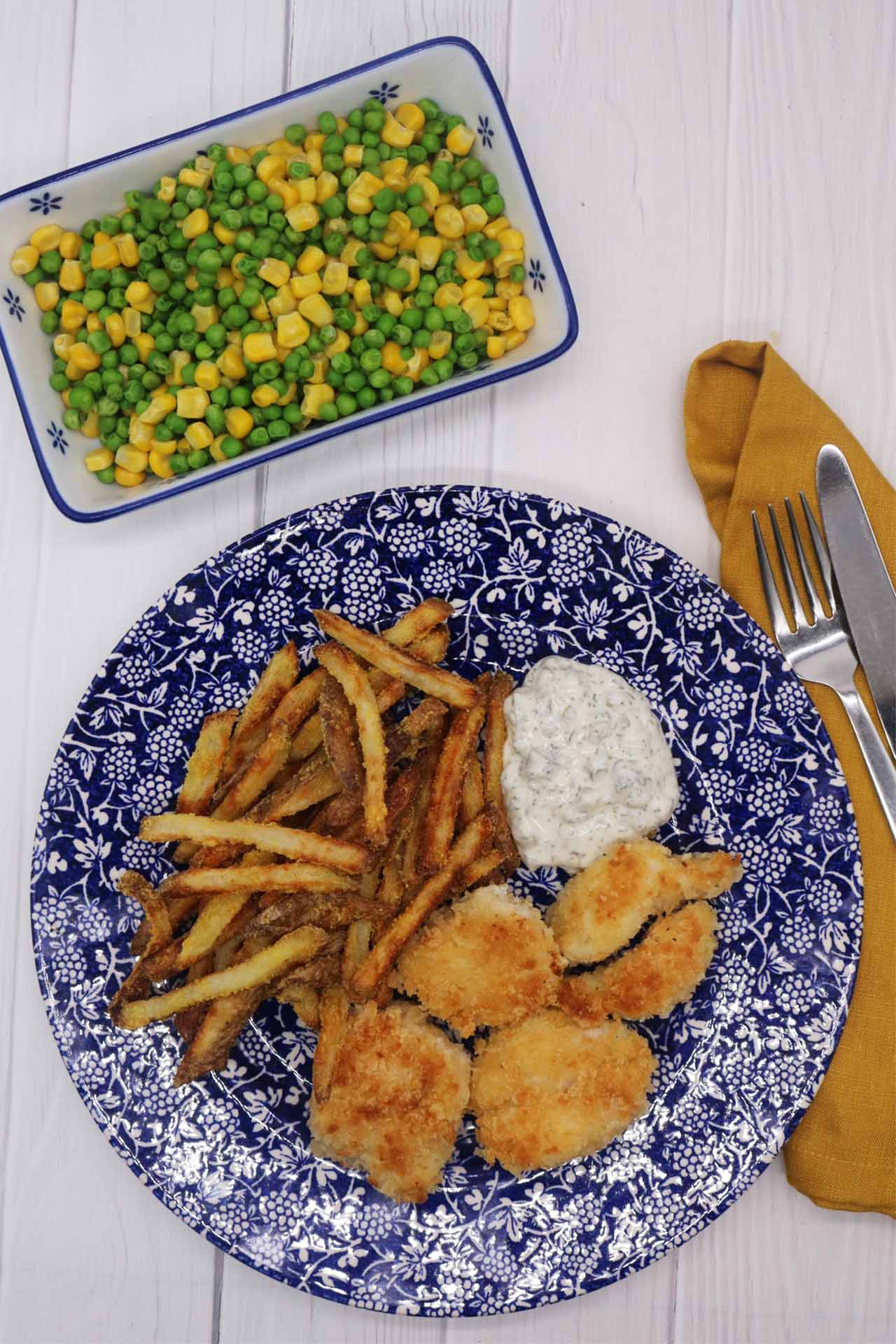 Panko Cod Cheeks with Skinny Oven Chips