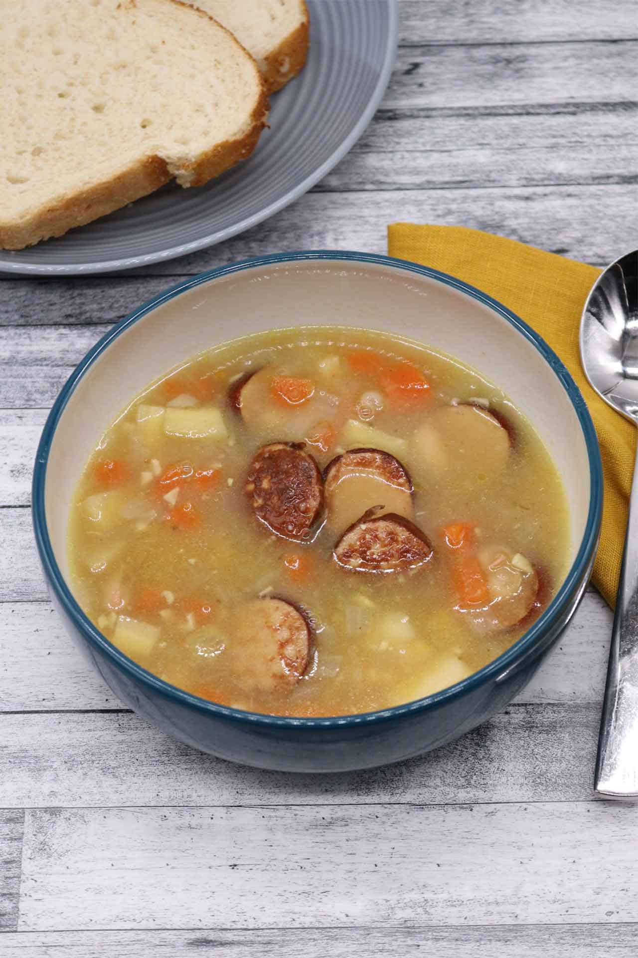 Smoked Sausage, Bean and Root Vegetable Soup