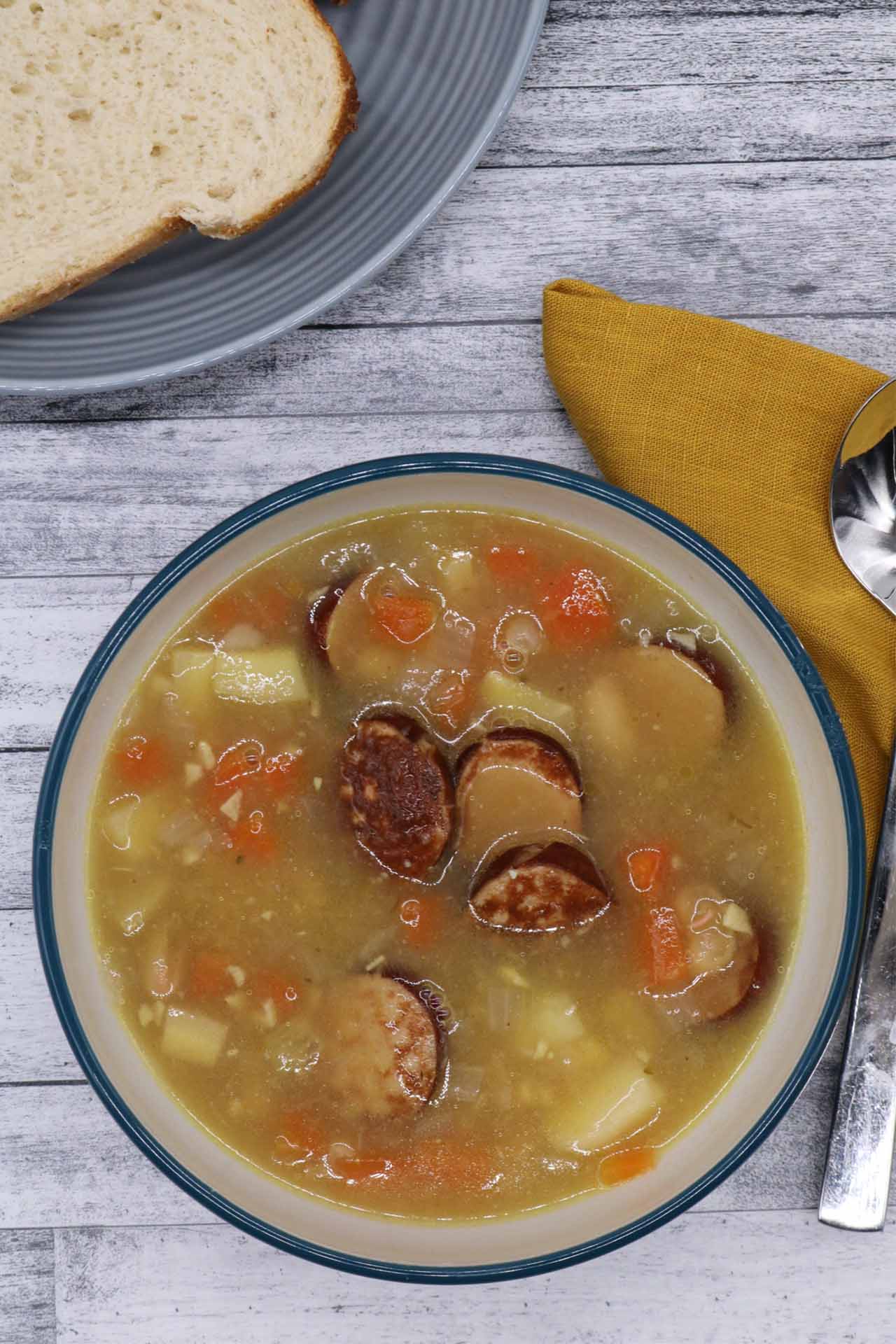 Smoked Sausage, Bean and Root Vegetable Soup