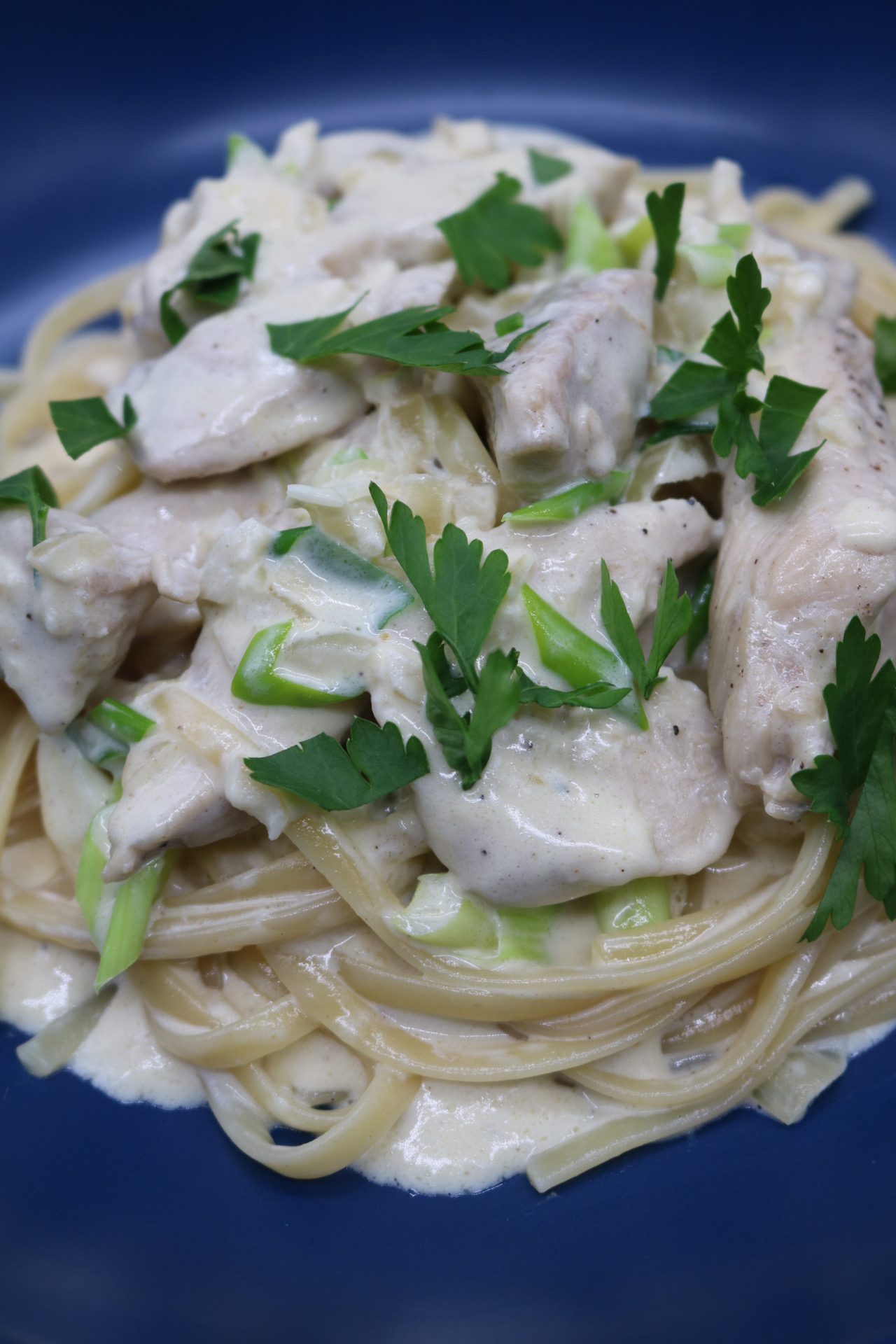 Linguine with Chicken in an Onion Cream Sauce, Linguine with Chicken in an Onion Cream Sauce