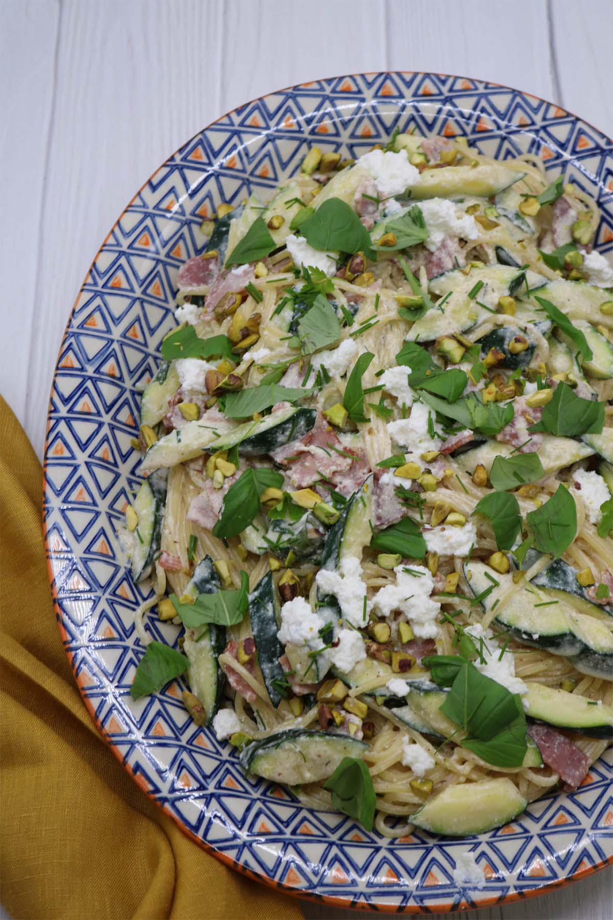 Pasta with Crispy Bacon, Courgette and Herbs, Pasta with Crispy Bacon, Courgette and Herbs