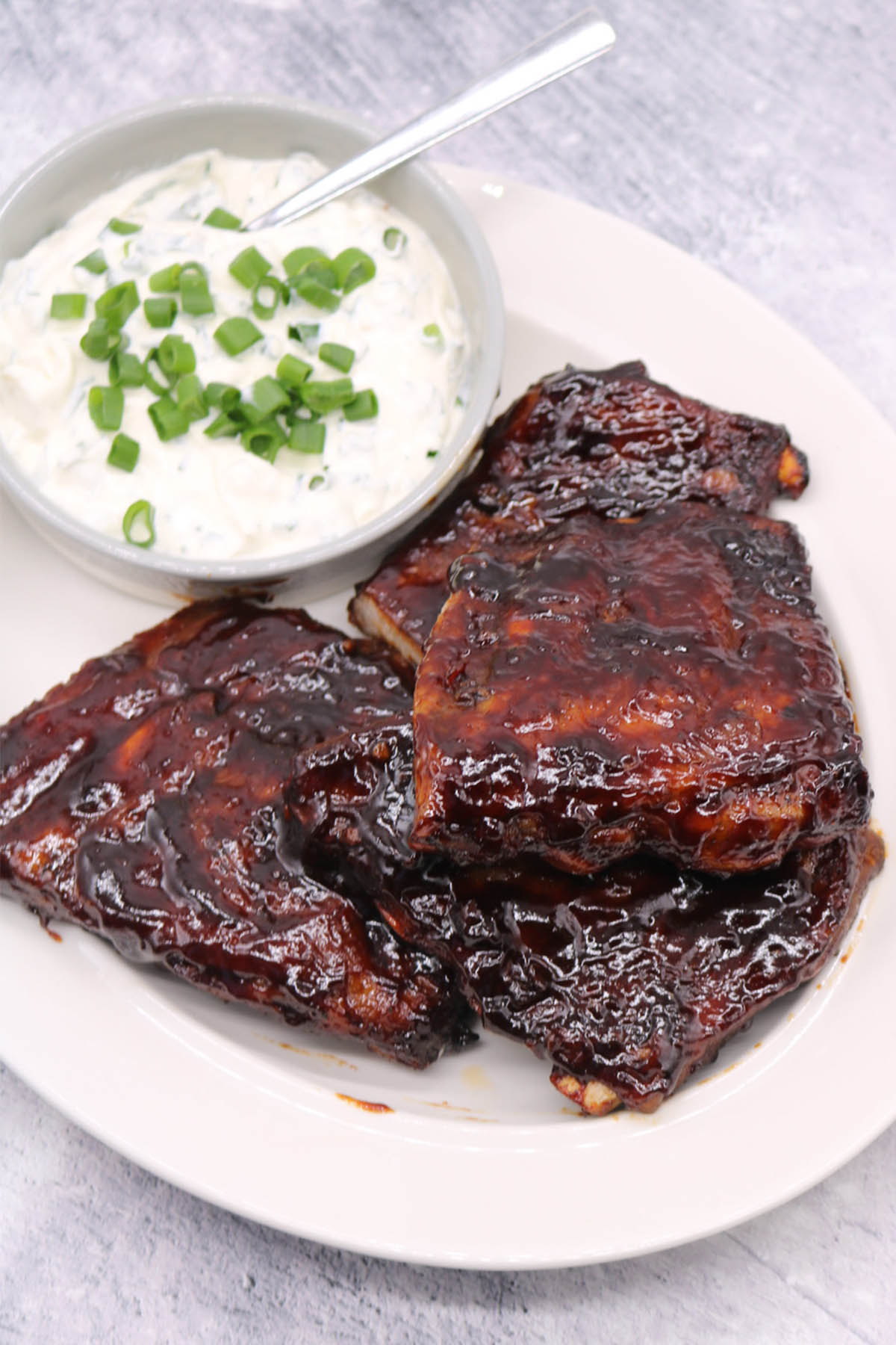 Stickiest-Ever BBQ Ribs with Chive Dip, Stickiest-Ever BBQ Ribs with Chive Dip