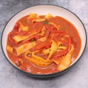 Balsamic pepper pasta in bowl