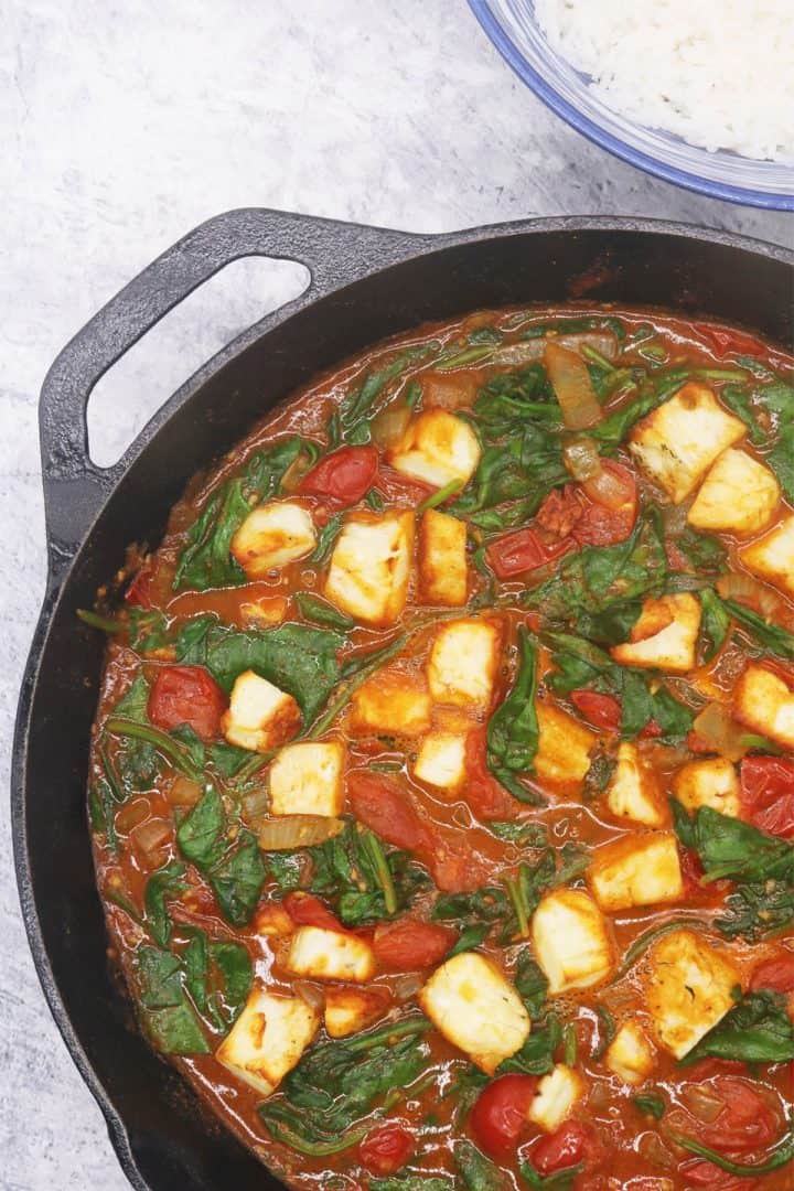 Halloumi and Spinach Curry Felly Bull