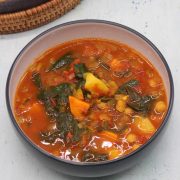 Moroccan veggie soup in bowl